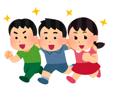 協力して頑張る人を表現したイラスト
