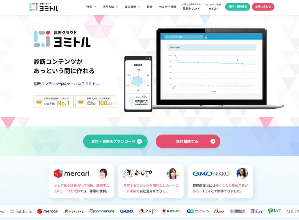 診断コンテンツ作成ツール「診断クラウド ヨミトル」